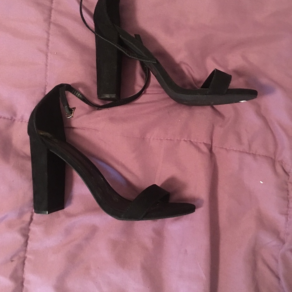 Black suede heels